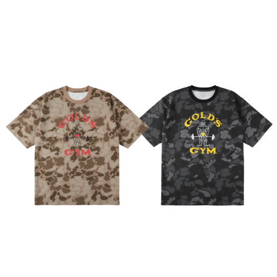 【7/4(土)発売｜数量限定】GOLD'S GYM (ゴールドジム) G7000 バーベルカモTシャツ